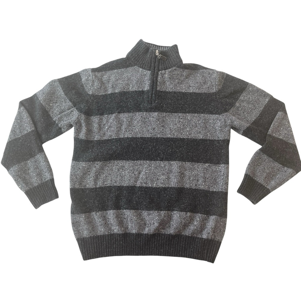 Daniele Blasi Men's Size M Sweater Wool Blend Long Sleeve Quarter Zip Gray Black